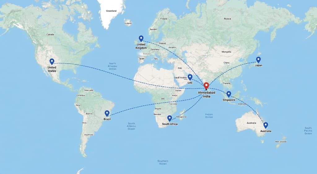 World map illustrating international teleconsultation coverage